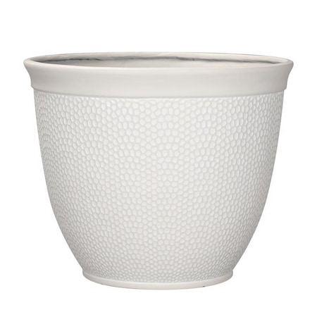 L&G Solutions L&G 13 in. H X 16 in. D Polyresin Shea Planter White PVI4616TWI